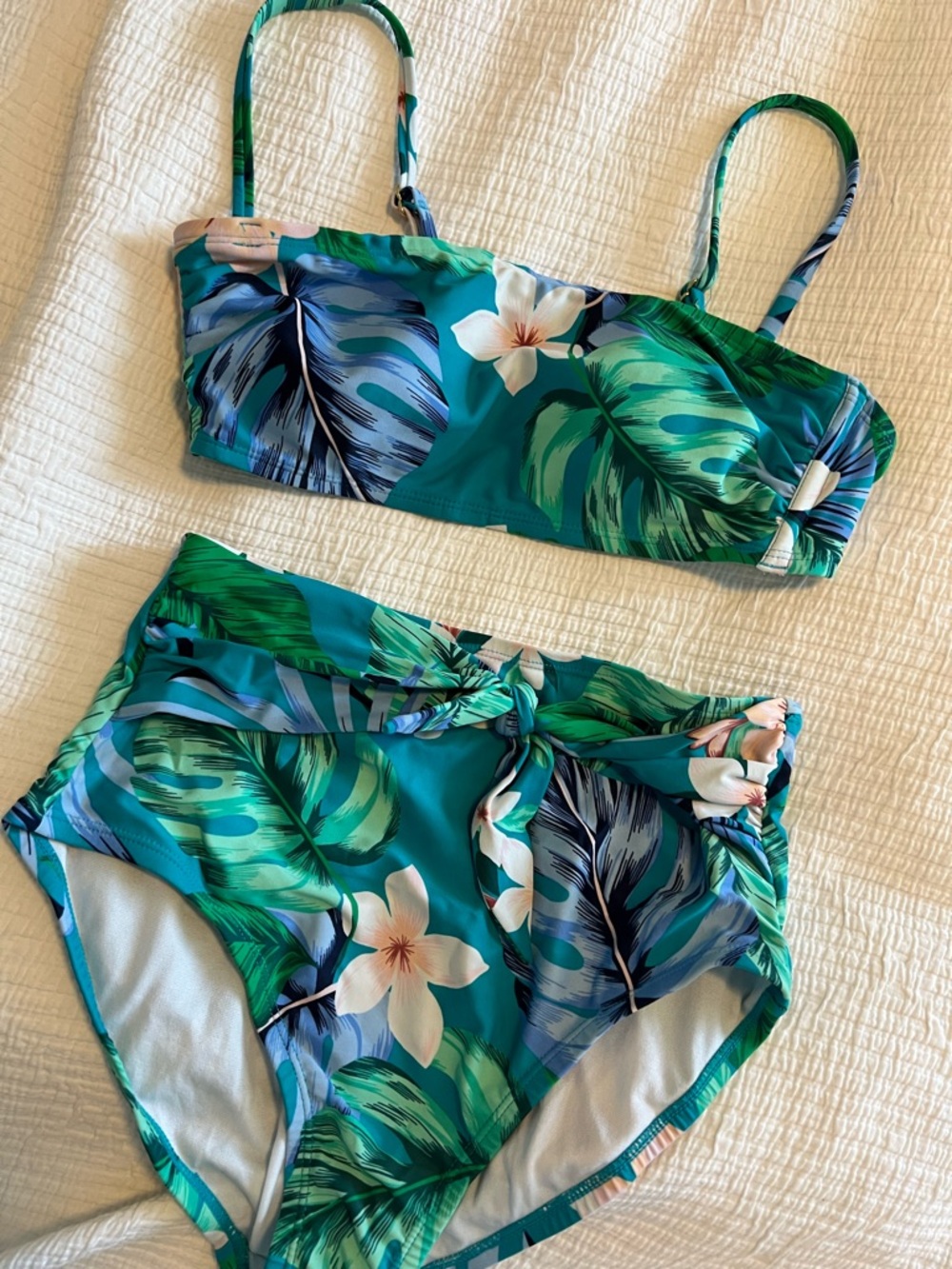 Tropical Teal Floral Two-Piece Bikini Set